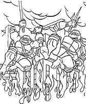 coloriage les tortues ninjas jaillissent des flammes